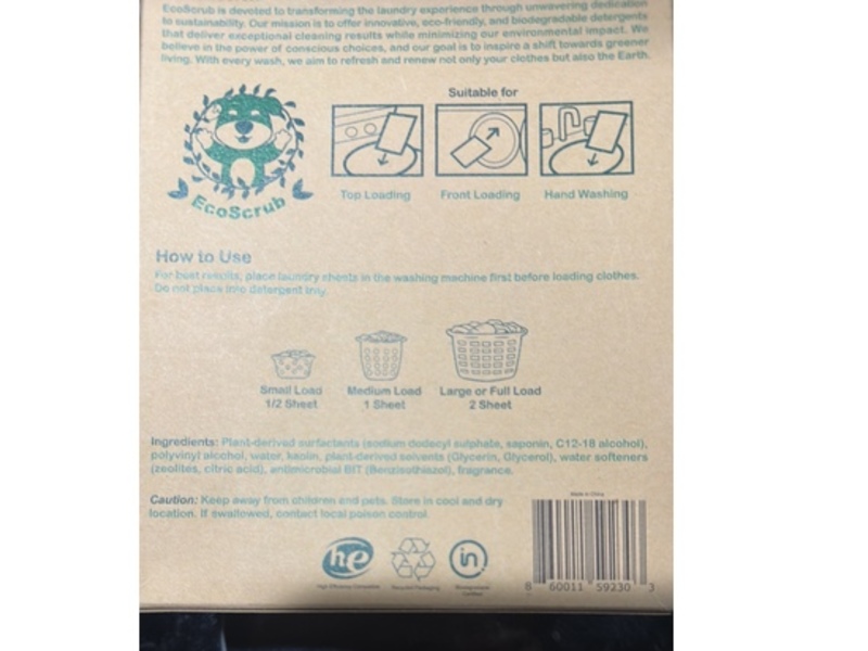 EcoScrub Laundry Detergent Sheets, 100 Loads, 50 Count