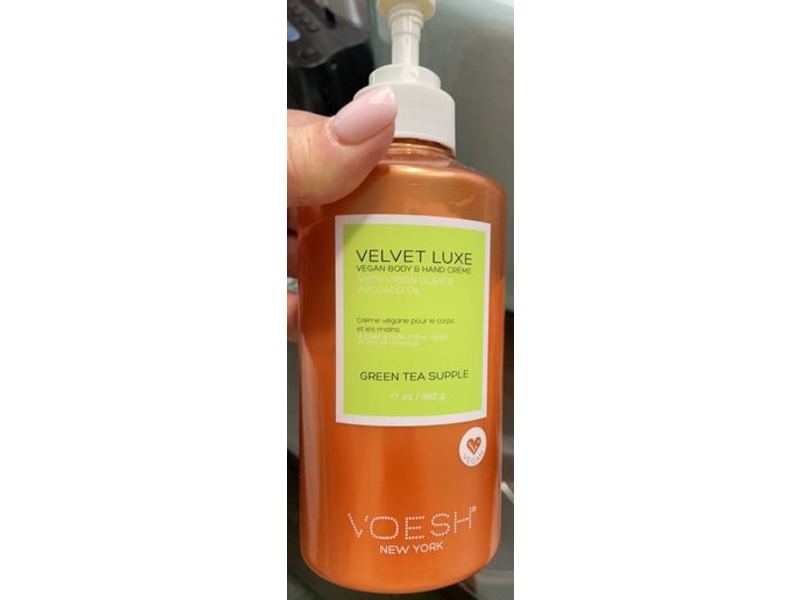 Voesh New York Velvet Luxe Vegan Body & Hand Creme, Green Tea Supple, 17 oz/482 g
