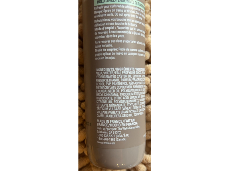 Wella Fresh Up Nutricurls 72 Hr Anti Frizz Spray, 5 fl oz/150 mL