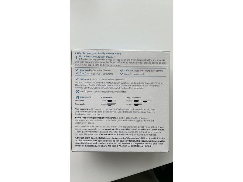 Ecostore Ultra Sensitive Laundry Powder, Fragrance Free, 35.3 oz/1 kg