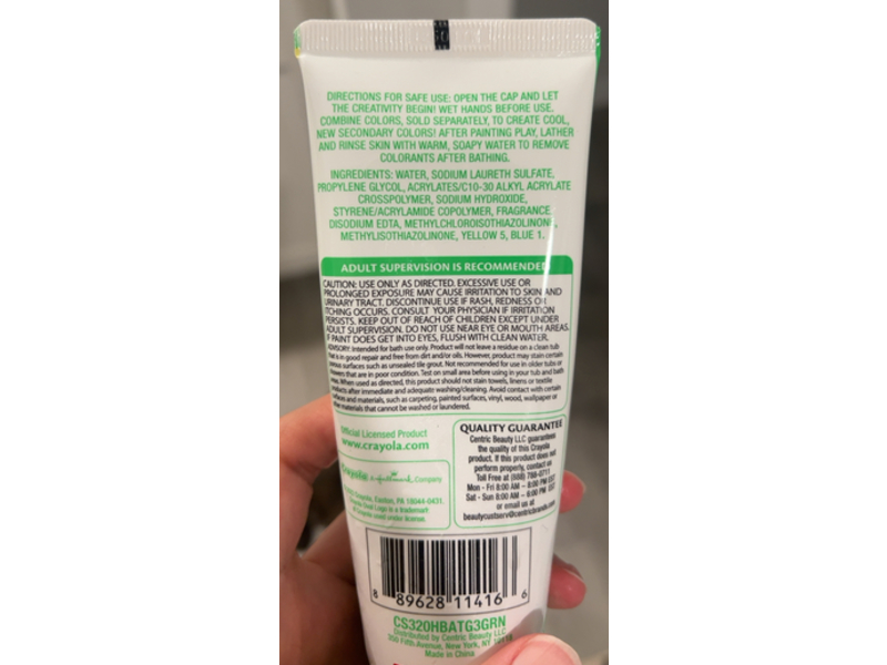 Crayola Bathtub Finger Paint Soap, Screnin Green, 3 fl oz/88.7 mL