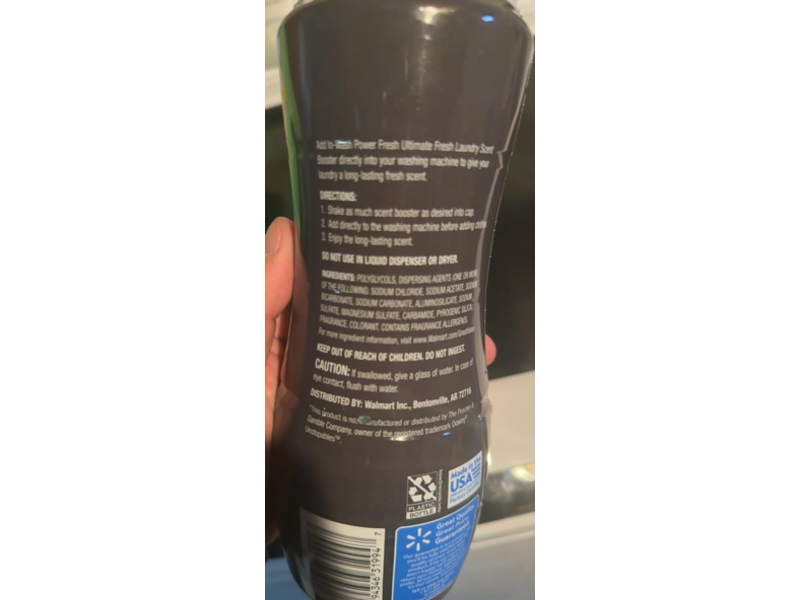 Great Value Power Fresh Scent Booster, Ultimate Fresh, 12.2 oz/345.86 g