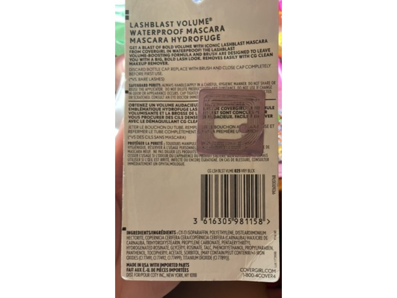 Covergirl Lash Blast Volume Waterproof Mascara, 825 Very Black, 0.44 fl oz/13.1 mL