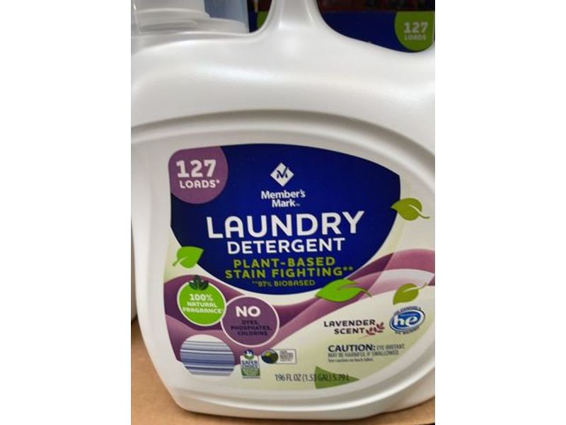 Member's Mark Plant Based Stain Fighting Liquid Laundry Detergent, Lavender Scent, 127 Loads, 196 fl oz/5.79 L