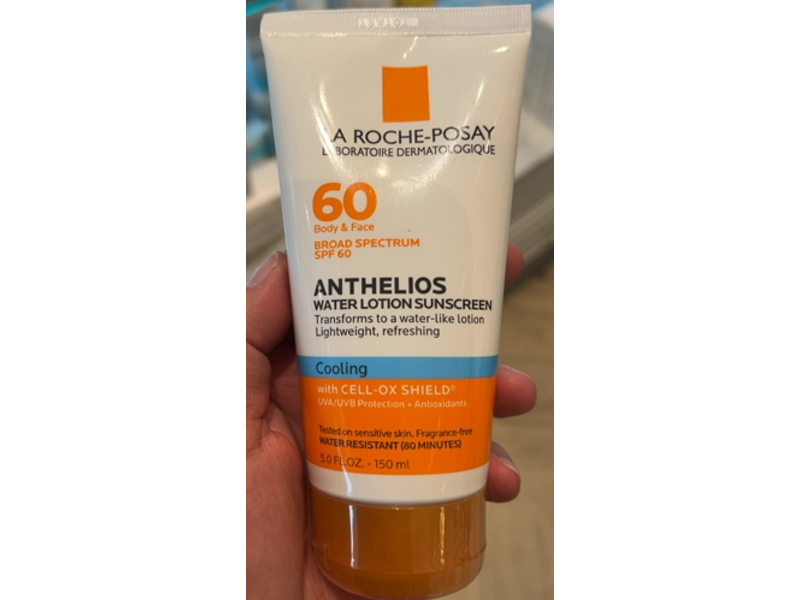 La Roche-Posay Body Face Anthelios Water Lotion, Cooling, SPF 60, 5 fl oz/150 mL