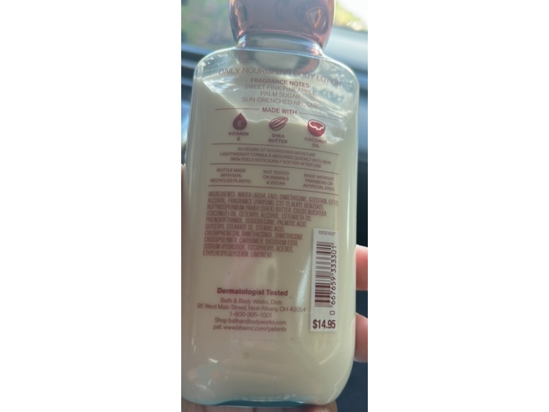 Bath & Body Works Daily Nourishing Body Lotion, Costa Rica Pink Pineapple Sunrise, 8 fl oz/236 mL