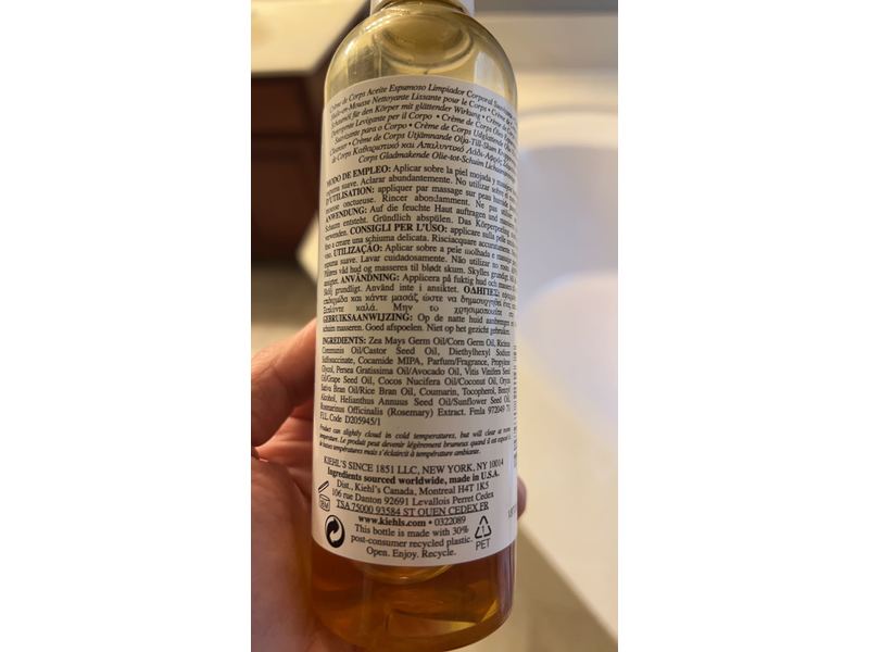 Kiehl's Creme De Corps Smoothing Body Cleanser, Oil-To-Foam, 8.4 fl oz/250 mL