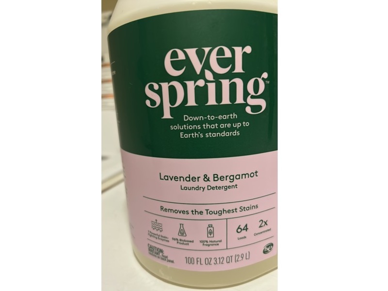 Ever Spring Laundry Detergent, Lavender & Bergamot, 64 Loads, 100 fl oz/2.9 L