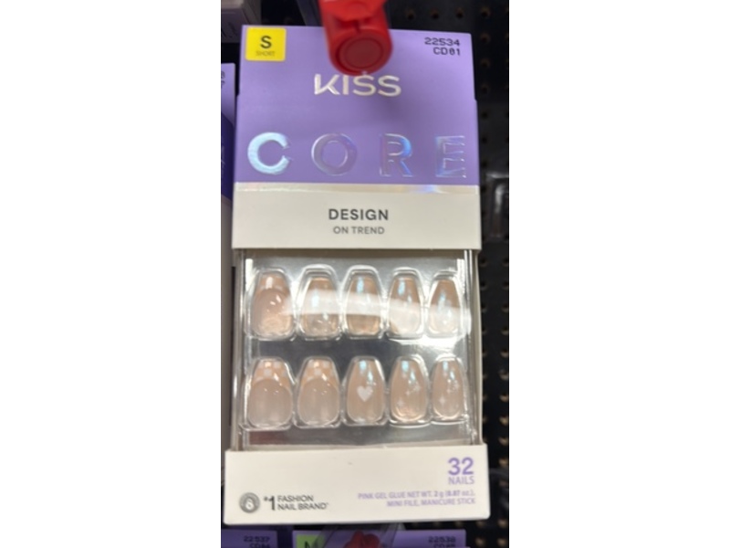 Kiss Core Design Press-On Nails, Short, Coffin Cheers, 35 Count