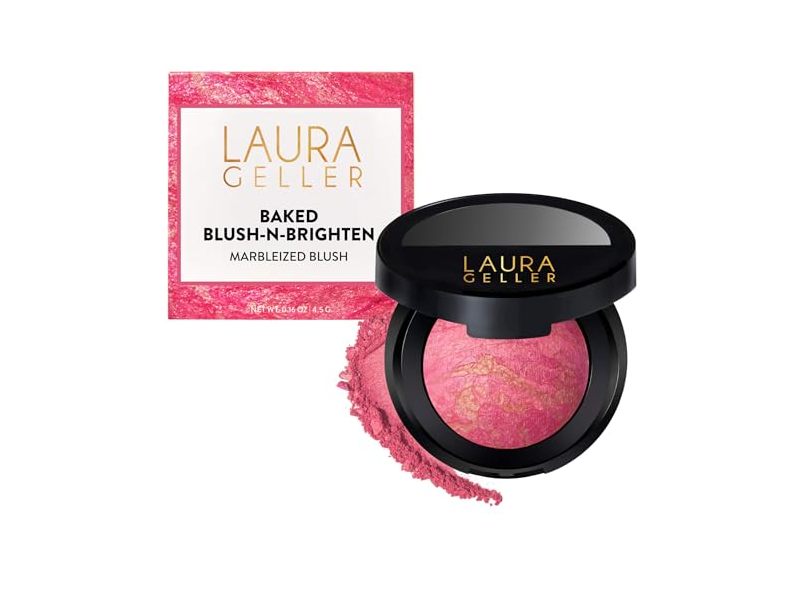 Laura Geller Baked Blush-N-Brighten Marbleized Blush, Sunlit Rose, 0.16 oz/4.5 g