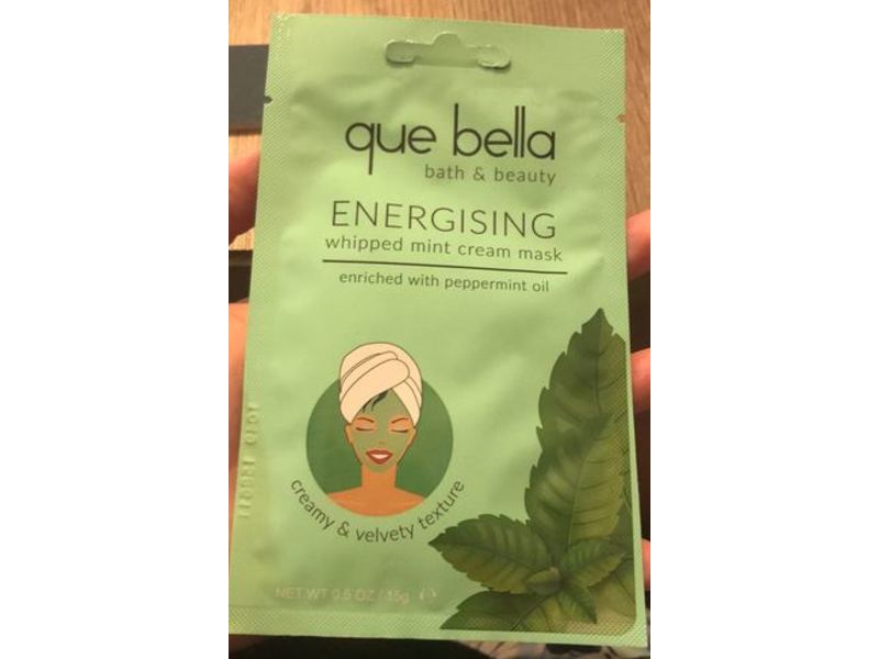 Que Bella Energizing Whipped Mint Cream Mask, Peppermint Oil, 0.5 oz/15 g