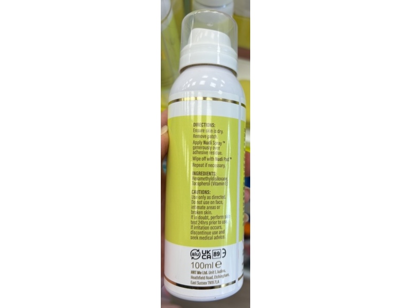 Nudi Estrogen Patch Adhesive Remover Spray, 100 mL