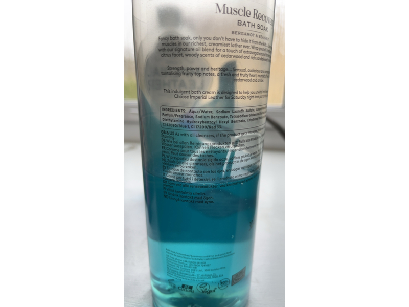 Imperial Leather Muscle Recovery Bath Soak, Bergamot & Sea Salt, 30.4 fl oz/850 mL