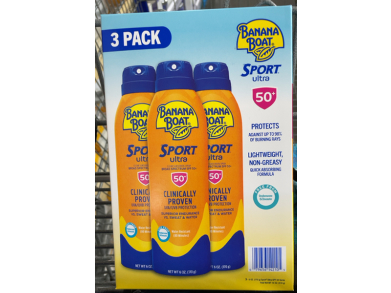 Banana Boat Sport Ultra Sunscreen Spray, SPF 50+, 6 oz/170 g, Pack Of 3