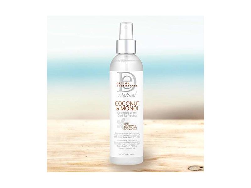 Design Essentials Coconut & Monoi Coconut Water Curl Refresher For Instant Curl Revitalization, 8 oz/236.5 mL