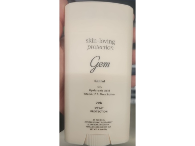 Gem 72H Sweat Protection Antiperspirant Deodorant, Santal, 2.6 oz/73 g