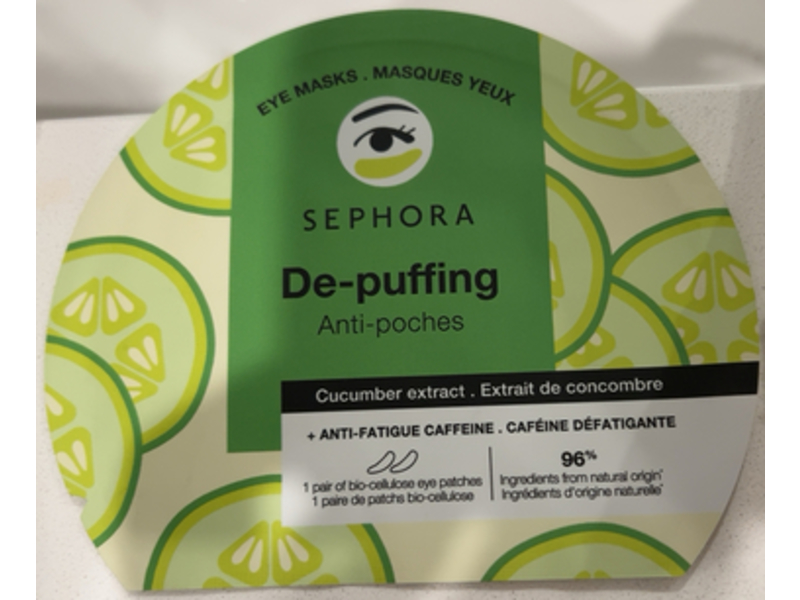 Sephora De-Puffing Eye Masks, Cucumber Extract, 1 Pair