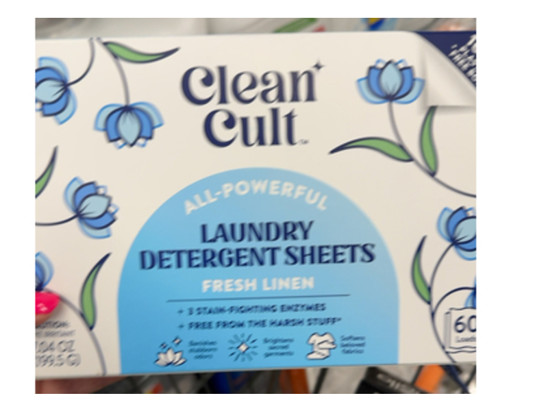 Cleancult All Powerful Laundry Detergent Sheets, Fresh Linen, 60 Loads, 7.04 oz/199.5 g