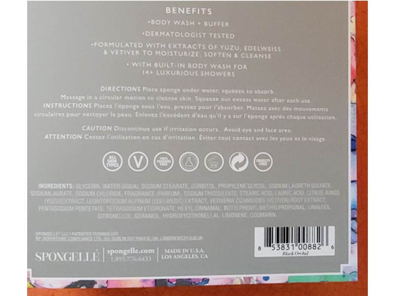 Spongelle Body Wash Infused Buffer, Black Orchid, 3 oz/85 g