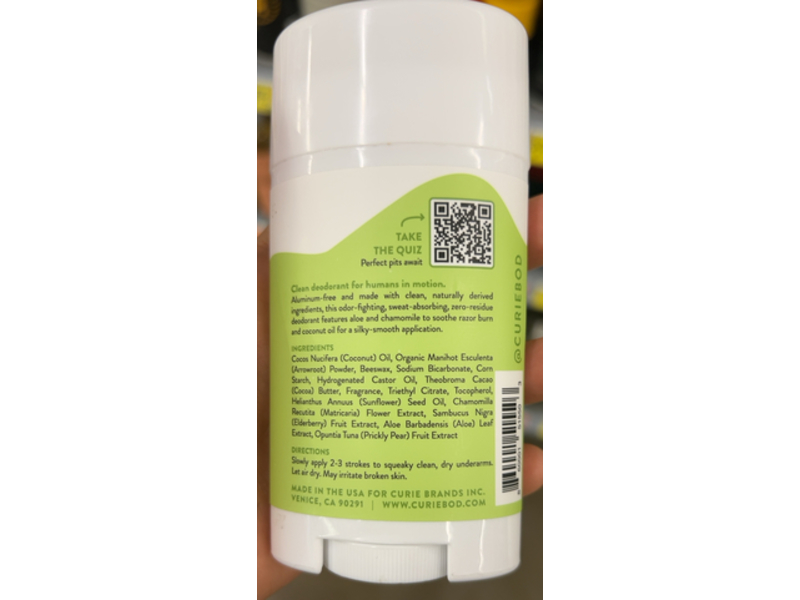 Curie Clean Deodorant, White Tea, 2 oz/56.7 g