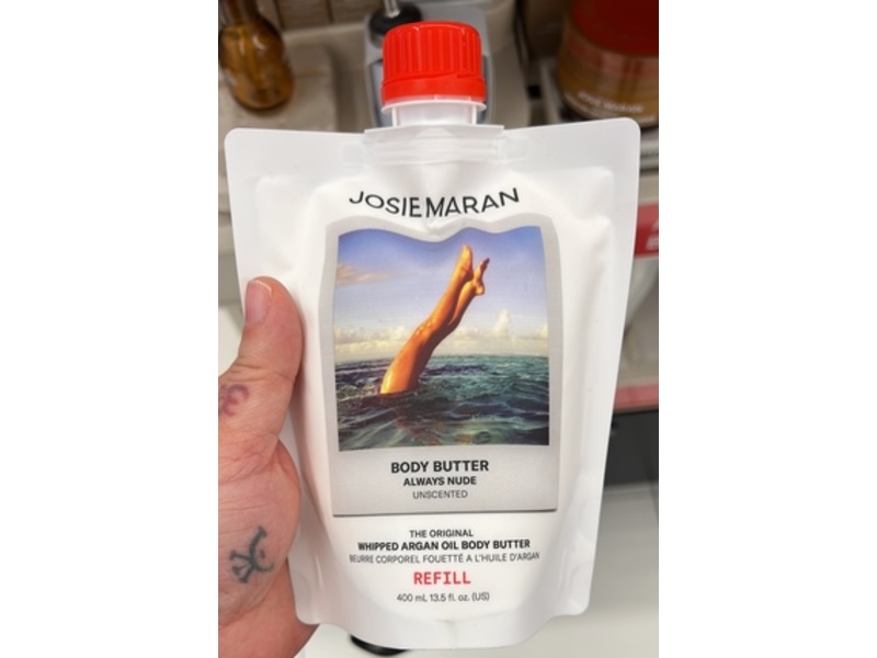 Josie Maran Whipped Argan Oil Body Butter Refill, Always Nude, 13.5 fl oz/400 mL