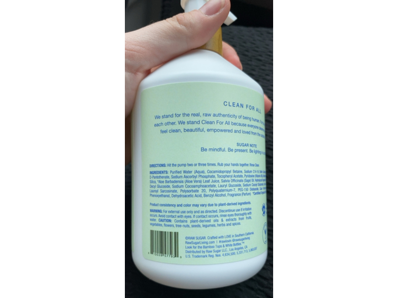 Raw Sugar Nutrient Rich Hand Wash, Aloe Vera + Blue Sage 16.9 fl oz/500 mL