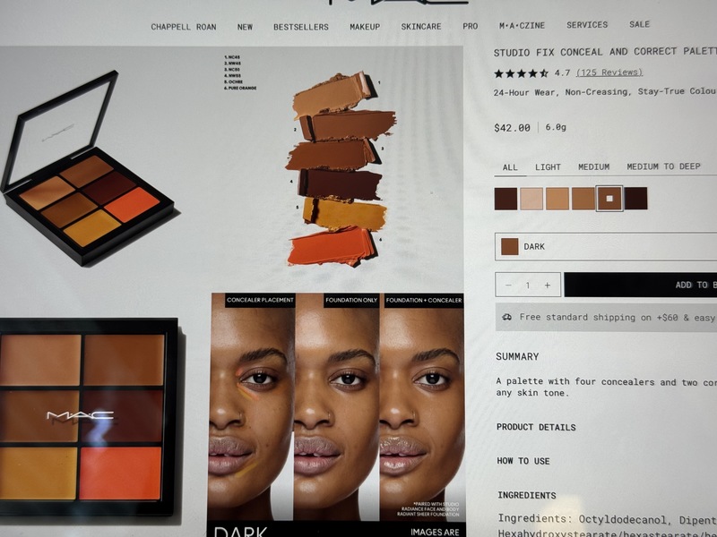 MAC Studio Fix Conceal & Correct Palette, Dark, 6 g