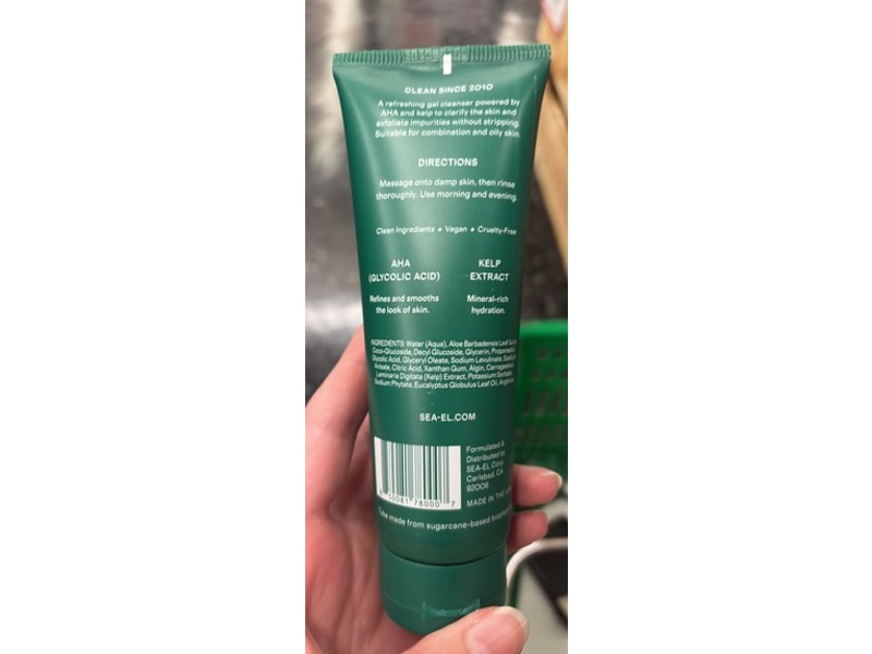 Sea-El Ocean Infused Skincare Gel Cleanser, AHA Kelp, 4 oz/118 mL