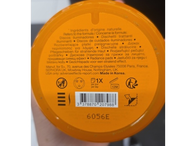 Sephora Jelly Toner Pads, Mandarin, 45 Count