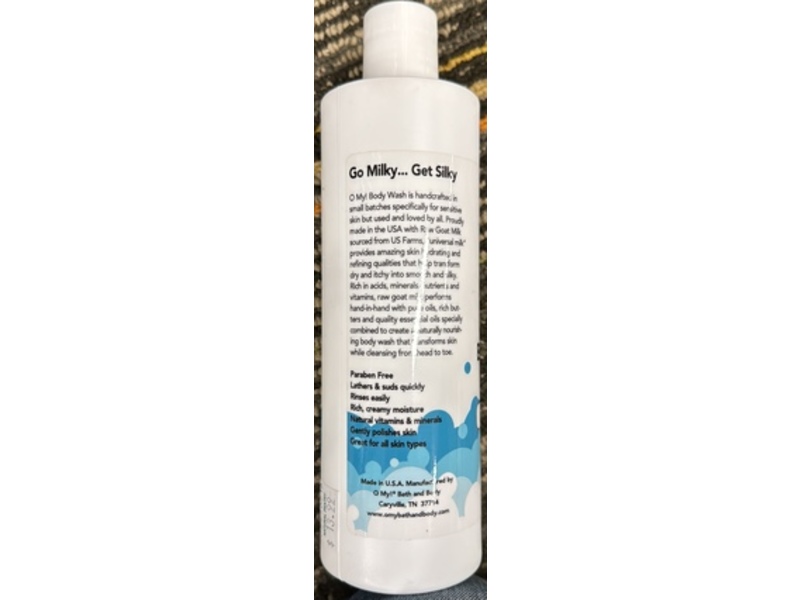 O My! Goat MilkBody Wash, Fragrance Free, 12 fl oz/340 g
