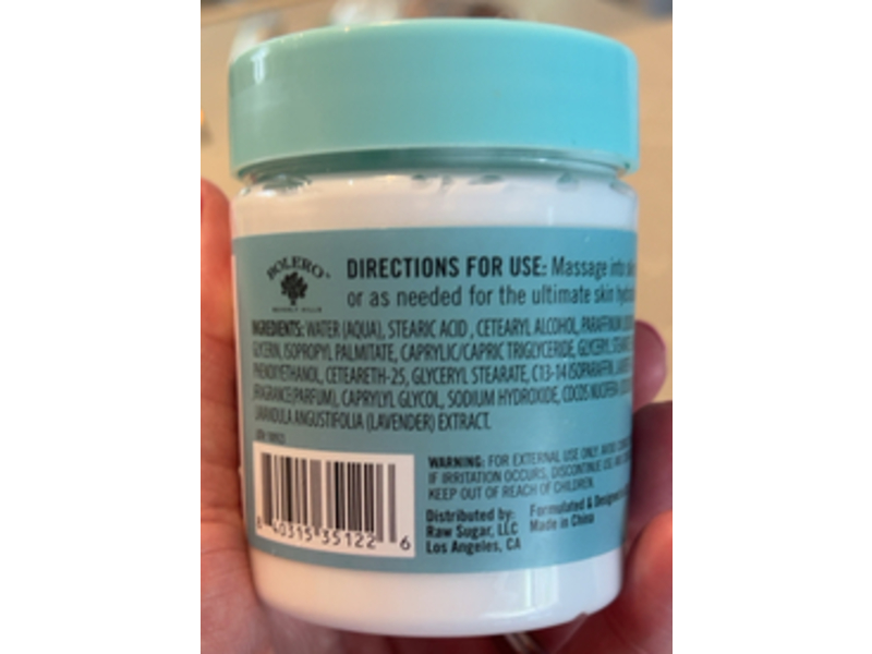Bolero Beverly Hills Body Butter, Coconut Milk + Lavender, 5 fl oz/147.8 mL
