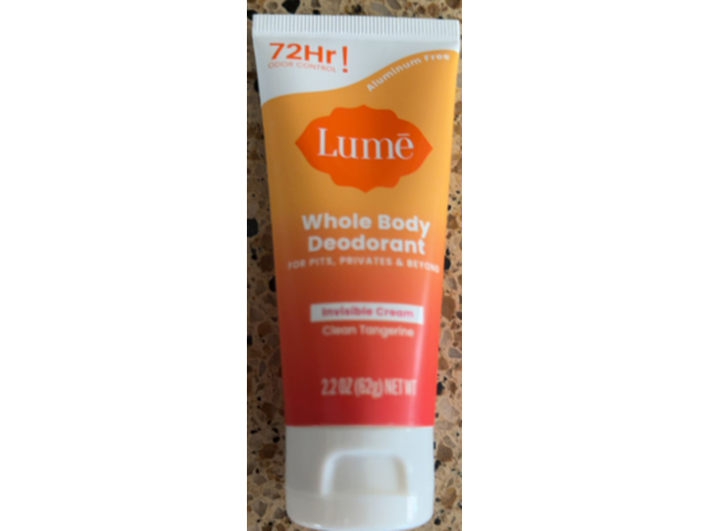 Lume Whole Body Deodorant, Clean Tangerine, 2.2 oz/62 g
