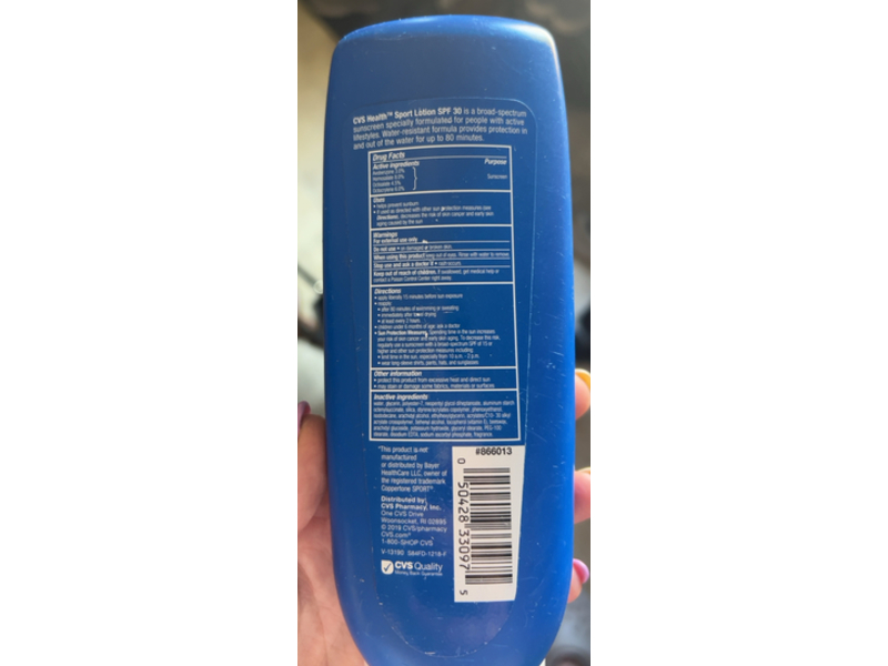 CVS Health Sport Sunscreen Lotion, SPF 30, 8 oz/237 mL