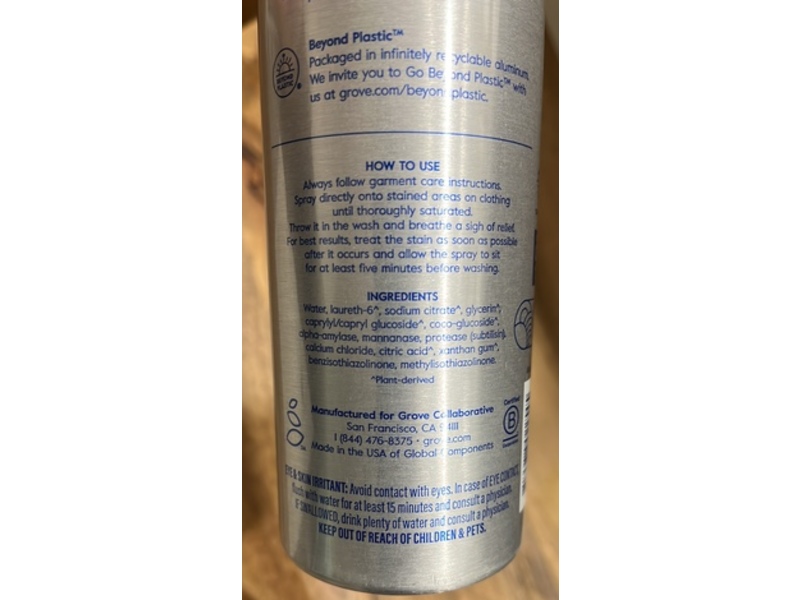 Grove Co. Laundry Stain Remover, 16 fl oz/473 mL
