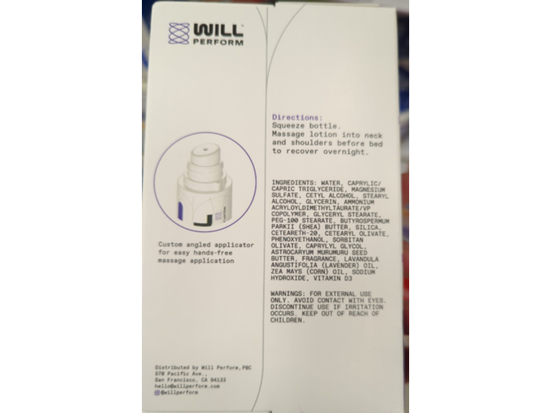 Will Rest Night Muscle Recovery Lotion, Magnesium & Vitamin D, 3 oz/85 g