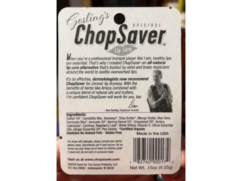 Gosling's Original ChopSaver Lip Balm, Fresh Citrus, 0.15 oz/4.25 g