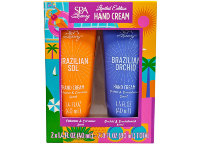 SPA Luxury Brazilian Sol + Brazilian Orchid Hand Cream Set, Pistachio & Caramel + Orchid & Sandalwood Scents, 1.4 fl oz/40 mL