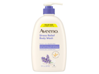 Aveeno Stress Relief Body Wash, Prebiotic Oat + Lavender Scent, 33 fl oz/975 mL - thumbnail 1