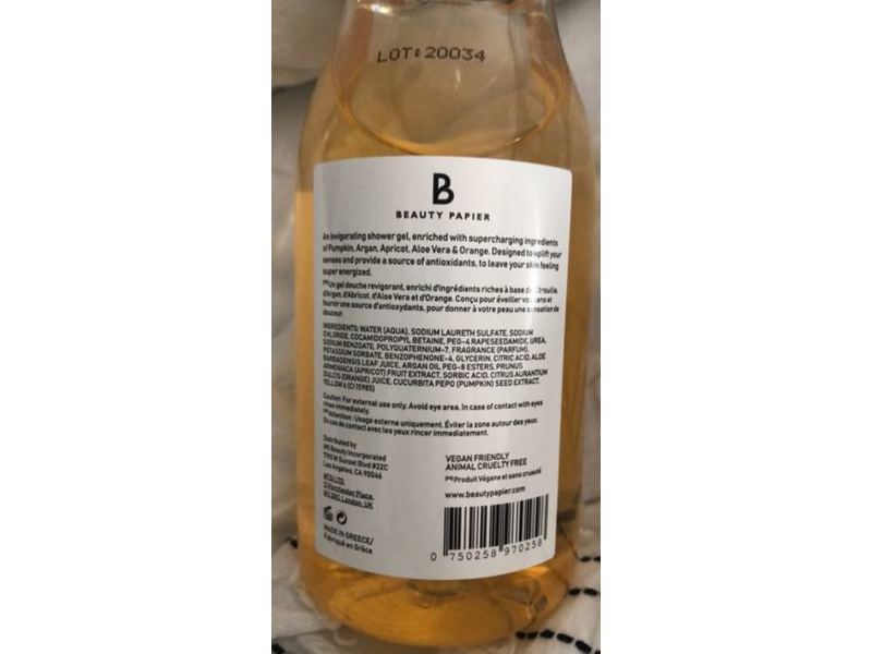 Beauty Papier Golden Superfood Anti-Oxidant Shower Gel, 10.14 fl oz/300 mL