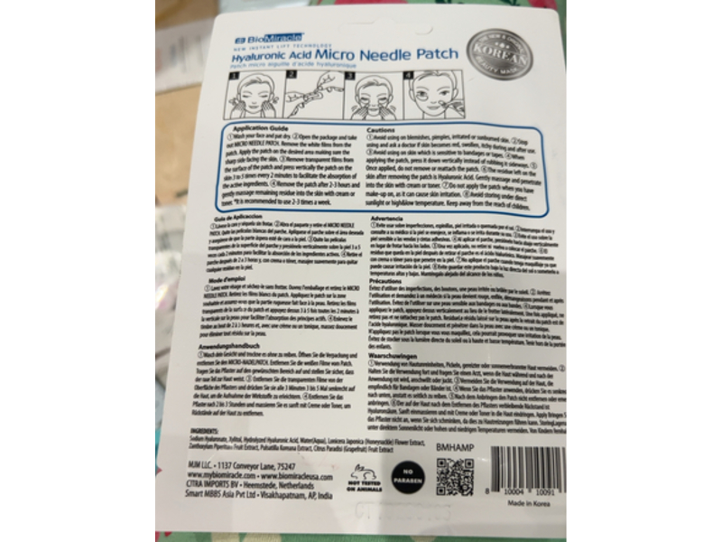 BioMiracle Hyaluronic Acid Micro Needle Patch, 2 Patches