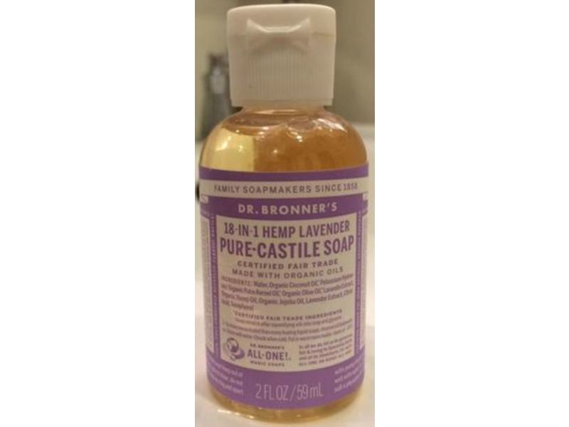 Dr. Bronner's Pure-Castile Soap, 18-In-1 Hemp Lavender, 2 fl oz/59 mL