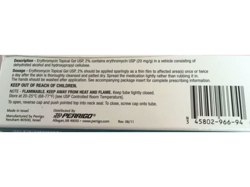 Erythromycin Topical Gel USP, 2%, 30 g, Padagis (Rx)