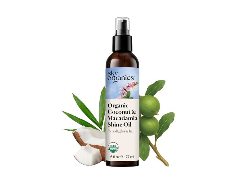 Sky Organics Organic Coconut & Macadamia Shine Oil, 6 fl oz/177 mL