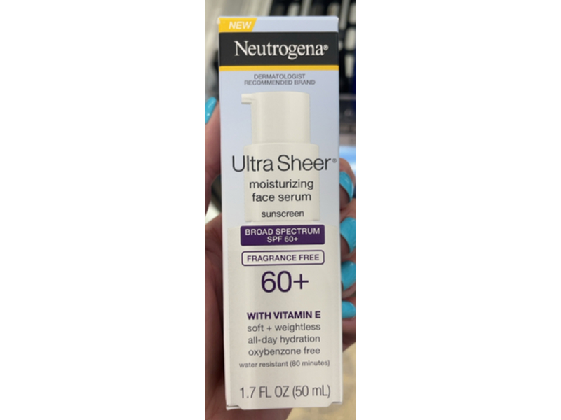 Neutrogena Ultra Sheer Moisturizing Face Serum, SPF 60+, 1.7 fl oz/50 mL