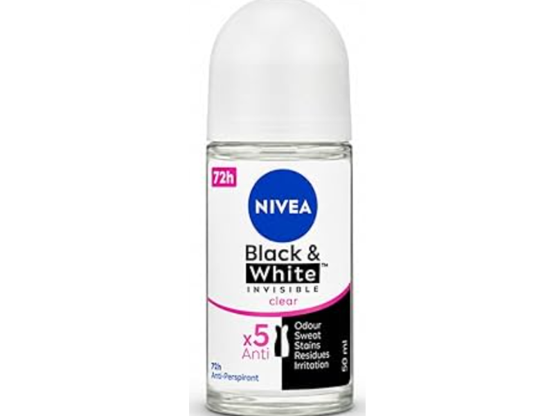 Nivea Black & White Invisible Anti Transpirant, Clear, 50 mL