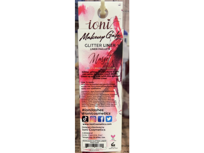 Loni Holographic Gold Glitter Eyeliner, Margot, 0.10 fl oz/3 mL