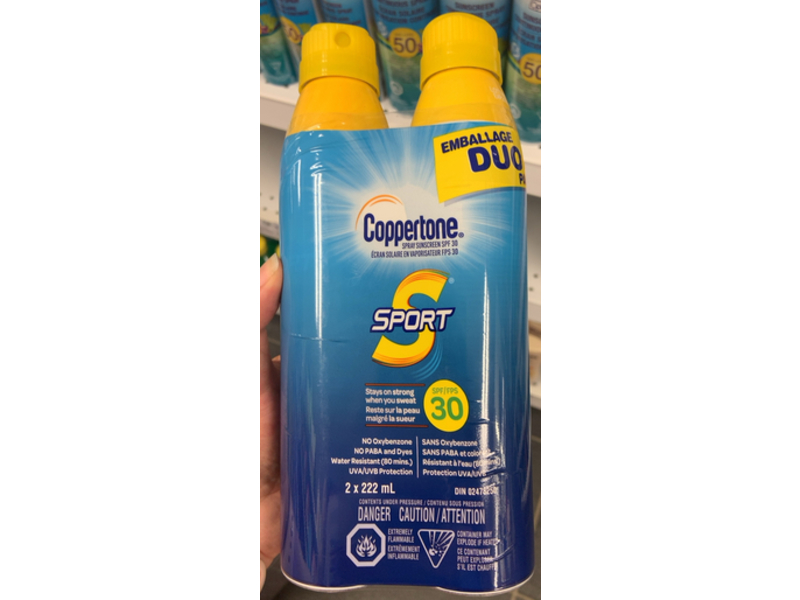 Coppertone Sport Water Resistant Sunscreen Spray Duo, SPF 30, 222 mL