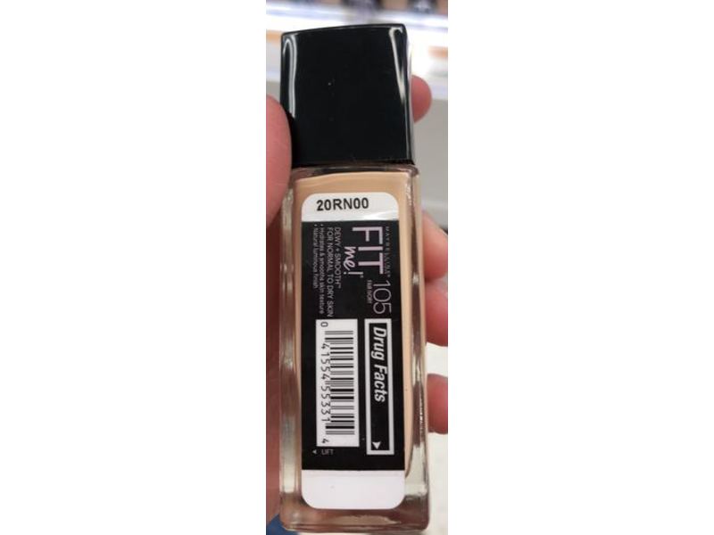 Maybelline New York Fit Me Dewy + Smooth Foundation, SPF 18, 105 Fair Ivory, 1 fl oz/30 mL