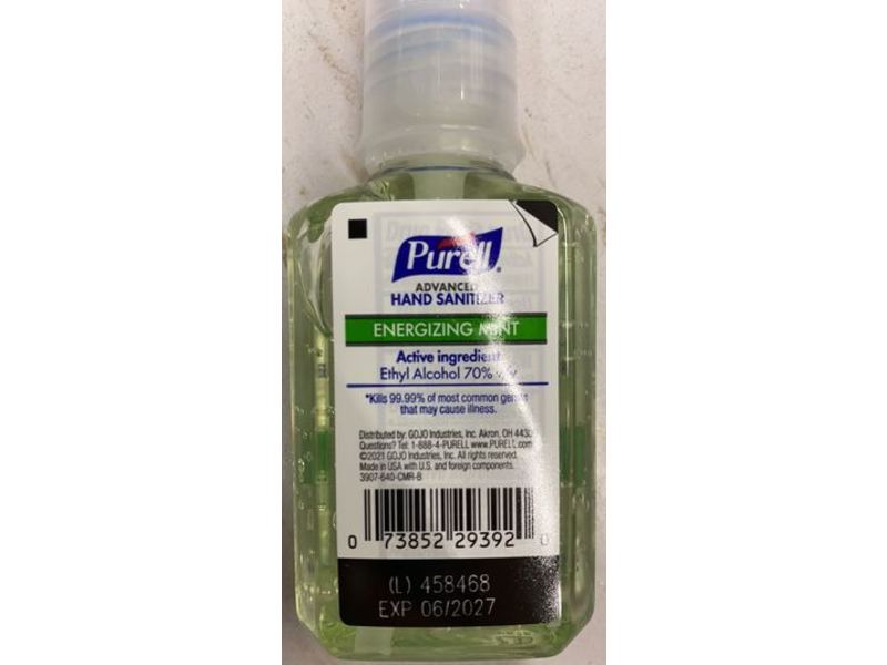Purell Advanced Hand Sanitizer, Energizing Mint, 2 fl oz/59 mL, Pack Of 6