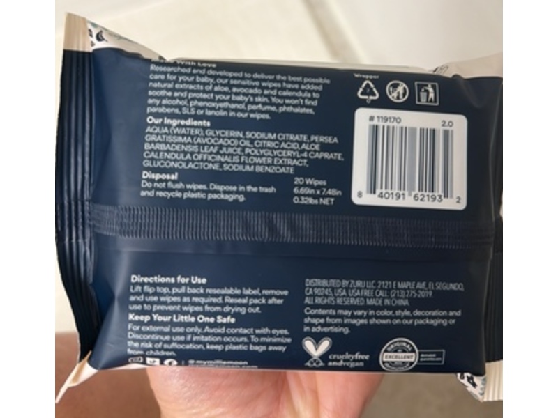 Millie Moon Sensitive Wipes, 20 Count